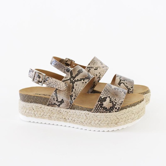 Soda Shoes - kazoo python printed sling back sandal espadrille